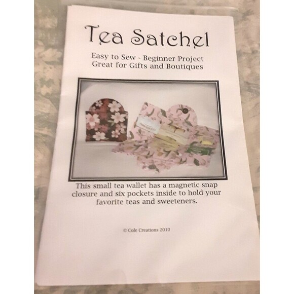 New Cole Creations instructions Tea Satchel sewing pattern beginner - Picture 1 of 3